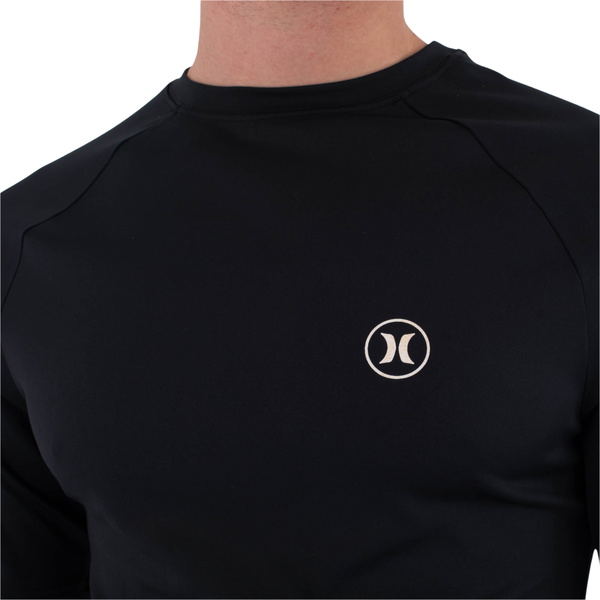 2026 Hurley Mens Slim Fit Icon Circle Short Sleeve Rash Vest MLEU00003 - Black